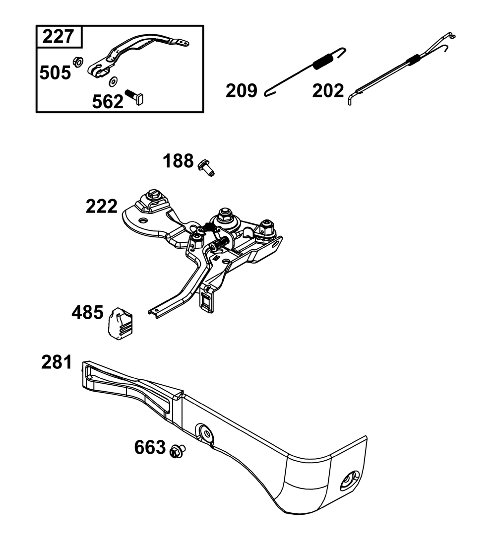 Controls Group Diagram and Parts List for 106232-0391-H5 100000 - 19Z999 Briggs and Stratton Engine